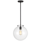 Kate One Light Sphere Pendant in Midnight Black with Clear Glass