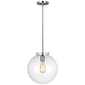Kate One Light Sphere Pendant in Brushed Nickel with Clear Glass