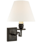 Dean Single Arm Sconce in Gun Metal with Linen Shade