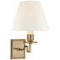 Dean Single Arm Sconce in Natural Brass with Linen Shade