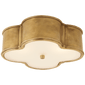 Basil 17" Flush Mount in Natural Brass with Frosted Glass