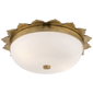 Rachel Small Flush Mount in Natural Brass with White Glass