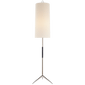 Frankfort Floor Lamp in Polished Nickel with Ebony Accents and Linen Shade