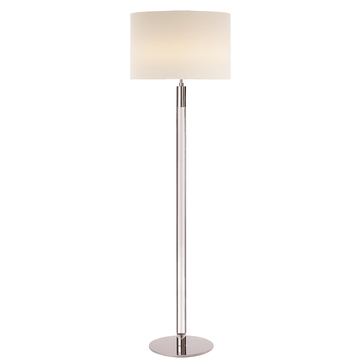 Riga Floor Lamp in Clear Glass and Polished Nickel with Linen Shade
