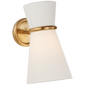 Clarkson Small Single Pivoting Sconce in Hand-Rubbed Antique Brass with Linen Shade