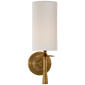 Drunmore Single Sconce in Hand-Rubbed Antique Brass with Linen Shade