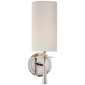 Drunmore Single Sconce in Polished Nickel with Linen Shade