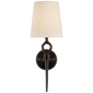 Bristol Single Sconce in Aged Iron with Linen Shade