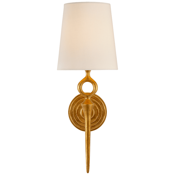 Bristol Single Sconce in Gilded with Linen Shade