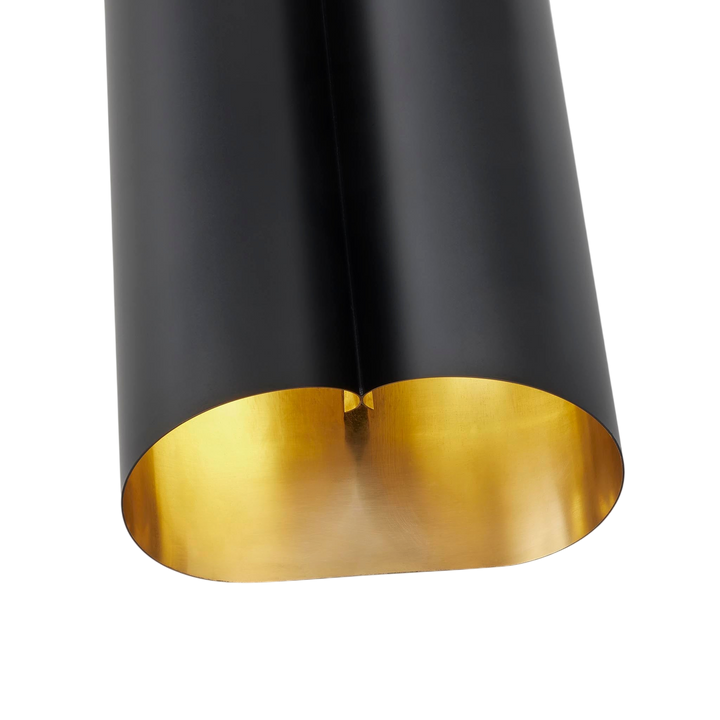 Selfoss Large Sconce in Black and Hand-Rubbed Antique Brass Interior