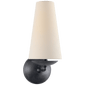 Fontaine Single Sconce in Aged Iron with Linen Shade