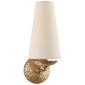 Fontaine Single Sconce in Gilded Plaster with Linen Shade