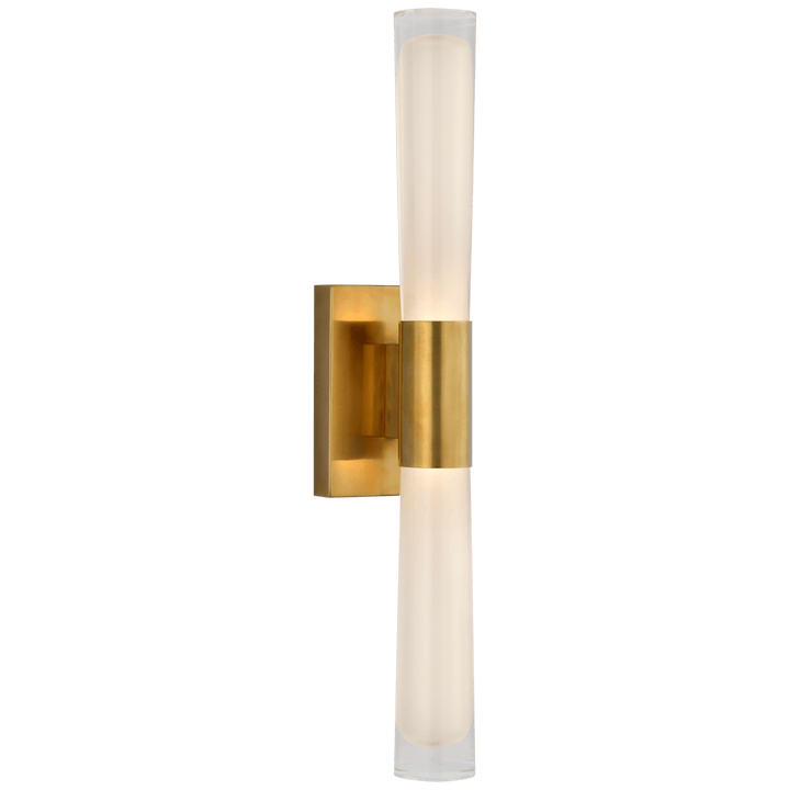 Brenta Single Sconce in Hand-Rubbed Antique Brass with White Glass