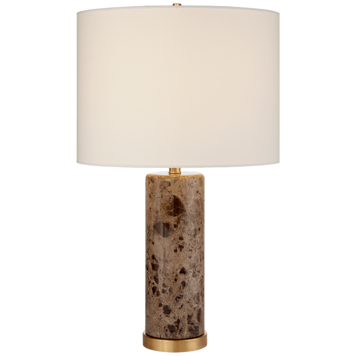 Cliff Table Lamp in Brown Marble with Linen Shade