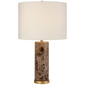 Cliff Table Lamp in Brown Marble with Linen Shade