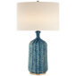 Culloden Table Lamp in Pebbled Aquamarine with Linen Shade