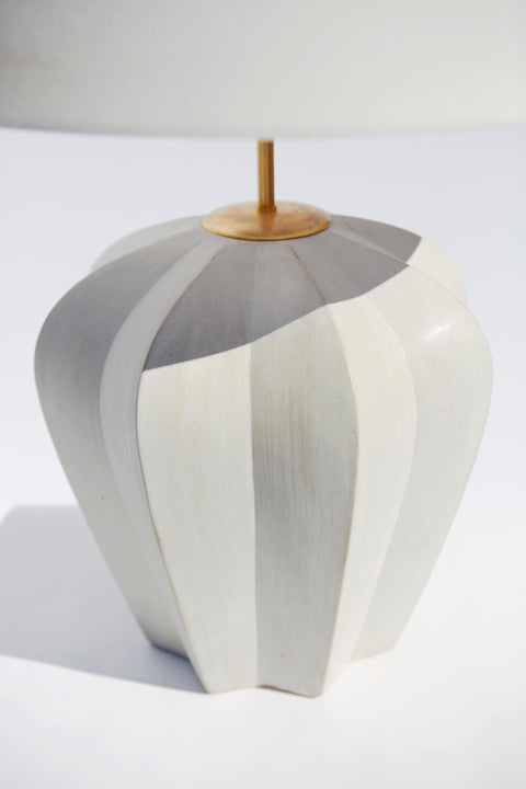 Pierrepont Medium Table Lamp in Stone White with Linen Shade