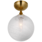 Cristol Small Single Flush Mount in Hand-Rubbed Antique Brass with White Glass
