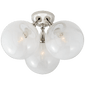 Cristol Large Triple Flush Mount in Polished Nickel with White Strie Glass