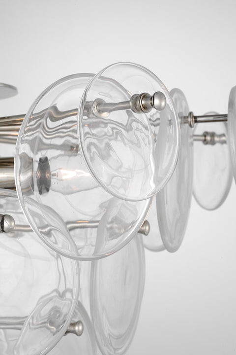 Loire Large Tiered Flush Mount in Polished Nickel with Clear Strie Glass