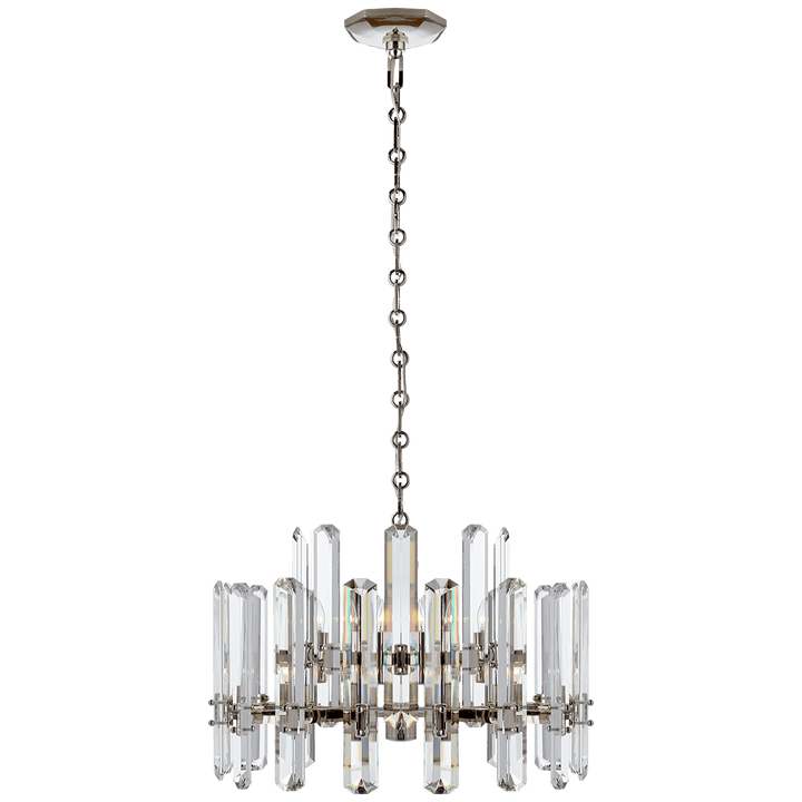 Bonnington Chandelier in Polished Nickel with Crystal