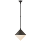 Sarnen Medium Pendant in Matte Black with White Glass