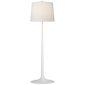 Oscar Large Sculpted Floor Lamp in Plaster White with Linen Shade