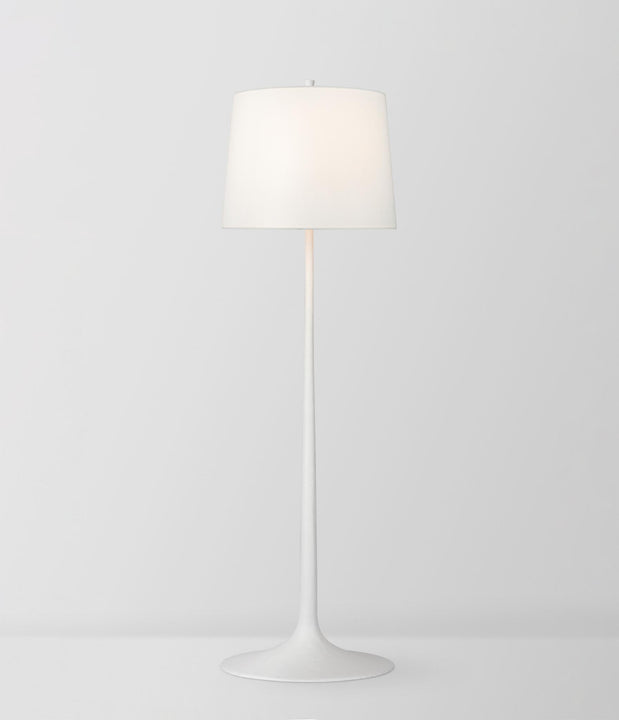 Oscar Large Sculpted Floor Lamp in Plaster White with Linen Shade