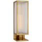 York 16" Single Box Sconce in Soft Brass with Clear Ribbed Glass