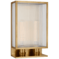 York 16" Double Box Sconce in Soft Brass with Clear Ribbed Glass