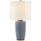 Chado Large Table Lamp in Polar Blue Crackle with Linen Shade