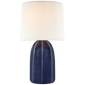 Melanie Large Table Lamp in Frosted Medium Blue with Linen Shade