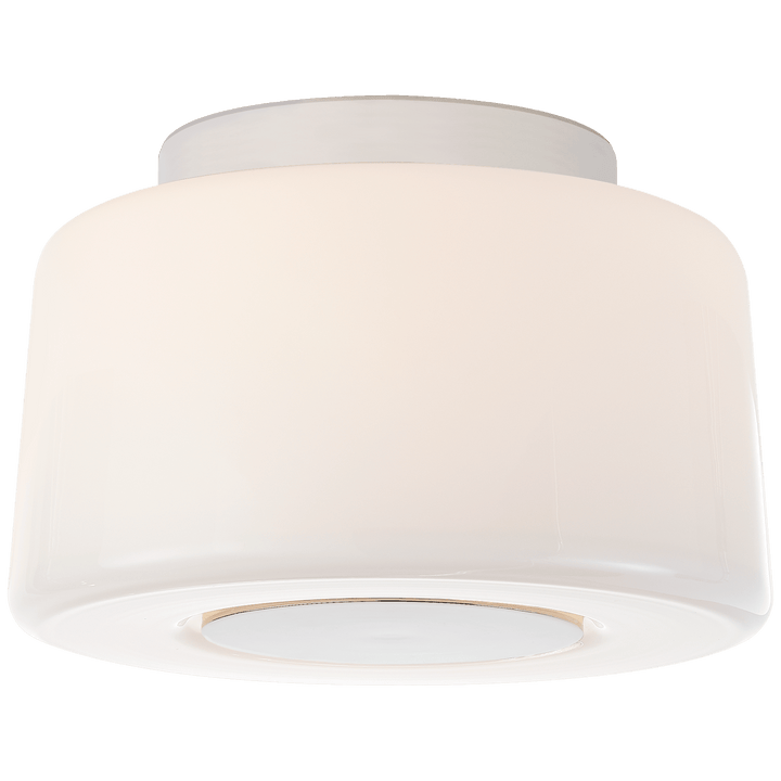 Acme Small Flush Mount in Polished Nickel with White Glass