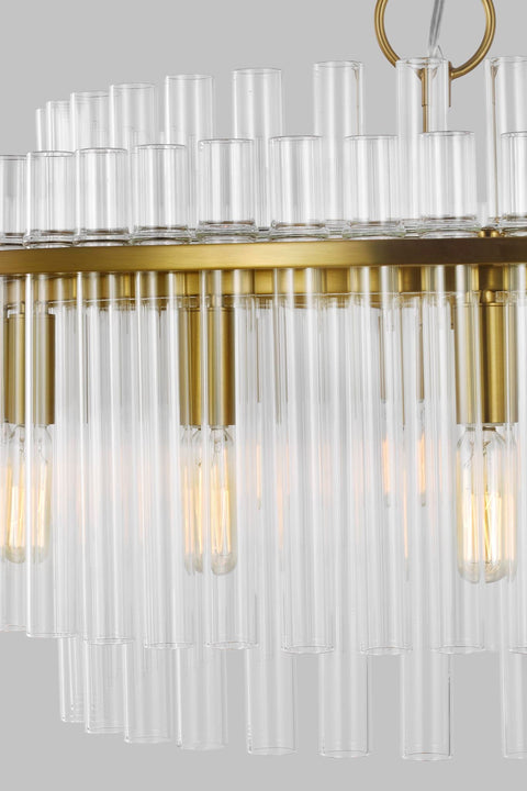 Beckett Medium Chandelier in Burnished Brass with Clear Glass