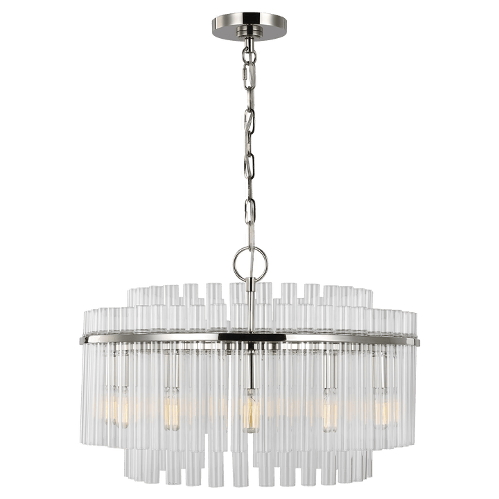 Beckett Medium Chandelier in Polished Nickel with Clear Glass