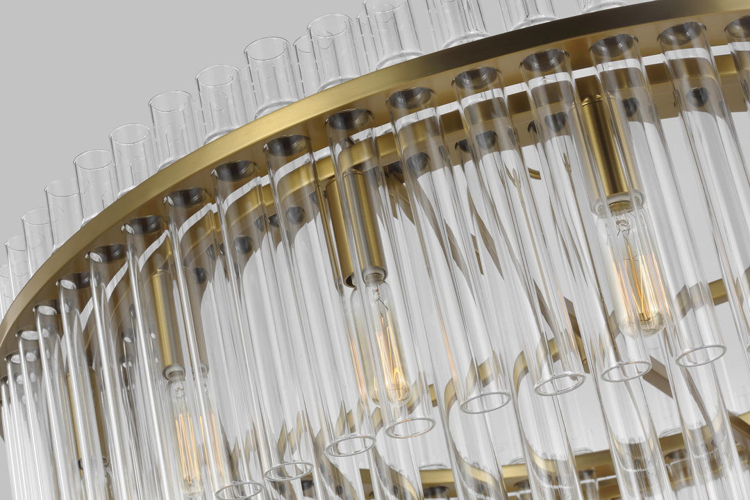 Beckett Large Chandelier in Burnished Brass with Clear Glass