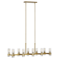 Geneva Linear Chandelier in Burnished Brass with Clear Glass