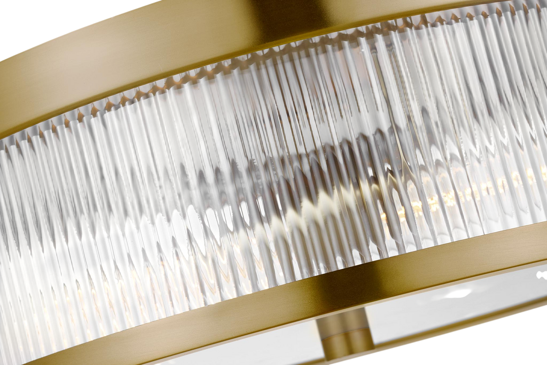 Geneva Flush Mount in Burnished Brass with White Glass