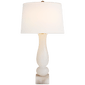 Contemporary Balustrade Table Lamp in Alabaster with Linen Shade
