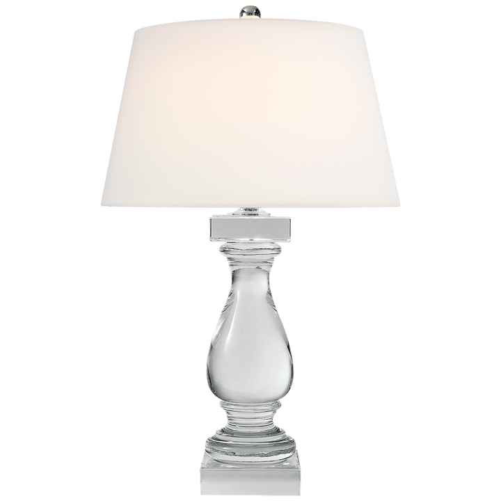 Balustrade Table Lamp in Crystal with Linen Shade