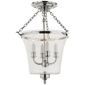 Sussex Semi-Flush Bell Jar Lantern in Polished Nickel