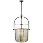 Lorford Smoke Bell Lantern in Aged Iron with Mercury Glass