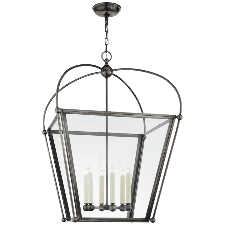 Riverside Large Square Lantern, a premium Lantern light by Visual Comfort & Co. Close - up image of its design.