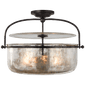 Lorford Medium Semi-Flush Lantern in Aged Iron with Mercury Glass
