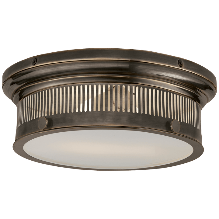 Alderly Small Flush Mount in Bronze with White Glass