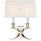 Cross Bouillotte Small Sconce in Polished Nickel with Linen Shade