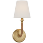 Basden Medium Sconce in Antique-Burnished Brass and Natural Rattan with Linen Shade