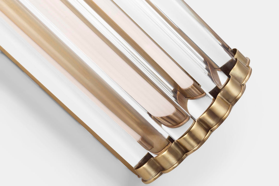 Kean 21" Sconce in Antique-Burnished Brass with Clear Glass Rods