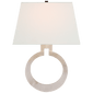 Ring Form Large Wall Sconce in Alabaster with Linen Shade