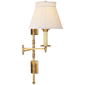 Dorchester Double Backplate Swing Arm in Antique-Burnished Brass with Silk Crown Shade